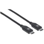 Manhattan USB 2.0 Typ C-Anschlusskabel, USB 2.0, Typ C-Stecker auf Typ C-Stecker, 480 Mbit/s, 5 A, 2 m, schwarz