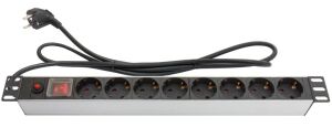 Alcasa GC-N0087 Verlängerungskabel 1,8 m 8 AC-Ausgänge Drinnen Schwarz, Silber
