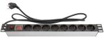 Alcasa GC-N0087 Verlängerungskabel 1,8 m 8 AC-Ausgänge Drinnen Schwarz, Silber