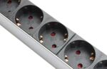 Alcasa GC-N0087 Verlängerungskabel 1,8 m 8 AC-Ausgänge Drinnen Schwarz, Silber