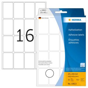 HERMA Vielzwecketiketten 25x40 mm weiß Movables/ablösbar Papier matt 512 St