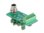 DeLOCK M12 Übergabemodul Adapter 8 Pin A-kodiert Buchse zu 9 Pin Terminalblock für Hutschiene