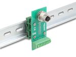 DeLOCK M12 Übergabemodul Adapter 8 Pin A-kodiert Buchse zu 9 Pin Terminalblock für Hutschiene