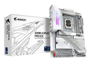 GIGABYTE Z890 AORUS PRO ICE Mainboard - Unterstützt Intel Core Ultra (Serie 2) CPUs, 16+1+2 Phasen VRM, bis zu 9500MHz DDR5 (OC), 1xPCIe 5.0 + 4xPCIe 4.0, Wi-Fi 7, 5GbE LAN, Thunderbolt 4