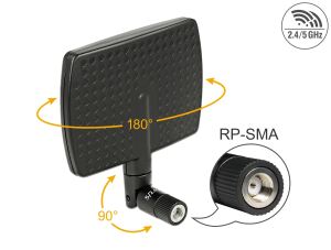 DELOCK WL-Antenne RP-SMA 5 7 dBi direktional Gelenk schw