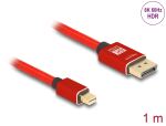 DeLOCK Mini DisplayPort zu DisplayPort Kabel 8K 60 Hz 1 m rot Metall ohne Einrastfunktion