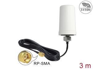 DELOCK WL-Antenne RP-SMA 0dBi 3.0m omnidirektional we