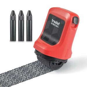 Trodat ID Protector Tintenroller Inkl. 3 Nachfülltinten Schwarz, Feuerrot, Kissen Schwarz