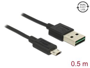 DELOCK USB Kabel A -> Micro-B St/St 0.50m schwarz Easy USB