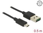 DELOCK USB Kabel A -> Micro-B St/St 0.50m schwarz Easy USB