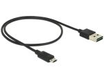 DELOCK USB Kabel A -> Micro-B St/St 0.50m schwarz Easy USB