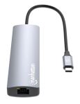 Manhattan 153959 laptop-dockingstation & portreplikator Kabelgebunden USB 3.2 Gen 1 (3.1 Gen 1) Type-C Silber
