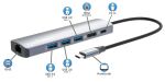 Manhattan 153959 laptop-dockingstation & portreplikator Kabelgebunden USB 3.2 Gen 1 (3.1 Gen 1) Type-C Silber