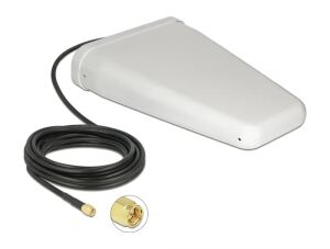 DeLOCK LTE Antenne SMA Stecker 7 - 9 dBi direktional mit Anschlusskabel (RG-58, 5 m) weiß outdoor