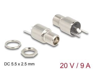 DeLOCK Steckverbinder DC 5,5 x 2,5 mm Buchse zum Einbau Lötversion - rund 20 V / 9 A