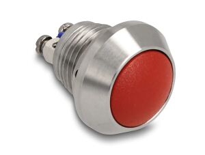 DELOCK Drucktaster zum Einbau 12 mm 2 x Schraubklemme rot