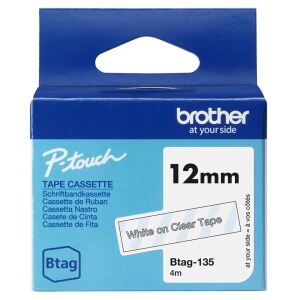 Brother BTAG-135 Etiketten erstellendes Band Weiss auf Transparent
