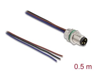 DELOCK M8 Einbaukabel A-kodiert 3 Pin St. für Panel 0,5 m