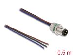 DELOCK M8 Einbaukabel A-kodiert 3 Pin St. für Panel 0,5 m