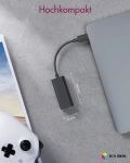 ICY BOX IB-AC501a, USB 3.2 Gen 1 (Type-A) zu Gigabit Ethernet Lan Adapter, schwarz