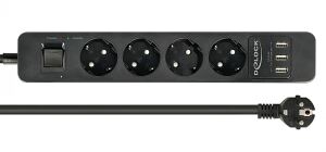 DELOCK Steckdosenleiste 4-fach mit USB Ladegerät schwarz