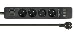 DELOCK Steckdosenleiste 4-fach mit USB Ladegerät schwarz