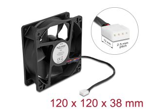 DELOCK Axiallüfter 12 V DC, 120 x 120 x 38 mm schwarz
