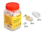 DeLOCK RJ45 Modularer Stecker mit Zugentlastung und Knickschutztülle für Cat.7 Rundkabel 25er Set