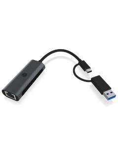 ICY BOX IB-LAN301-C3, USB 3.2 Gen 1 Type-C®/Type-A zu 2.5 Gigabit Ethernet LAN Adapter, Anthrazit