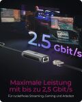 ICY BOX IB-LAN301-C3, USB 3.2 Gen 1 Type-C®/Type-A zu 2.5 Gigabit Ethernet LAN Adapter, Anthrazit