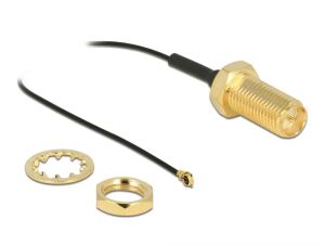 DeLOCK Antennenkabel RP-SMA Buchse zum Einbau zu I-PEX Inc., MHF® 4 Stecker 0.81 35 cm Gewindelänge 10 mm