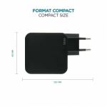Mobilis Charger 100W 2USB C 1USBA GaN cable 100W Laptop, Smartphone, Tablets Schwarz AC Drinnen