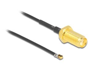 DeLOCK Antennenkabel SMA Buchse zum Einbau zu I-PEX Inc., MHF® 4L LK Stecker 1.37 50 cm Gewindelänge 10 mm