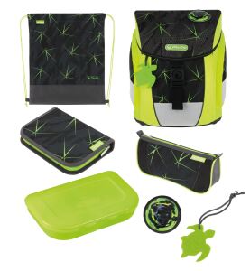 Herlitz FiloActive Plus DIN Wild Life Schulranzen-Set Junge Polyester Schwarz, Grün