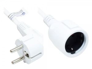 Alcasa P0102-W050 Stromkabel Weiß 5 m Netzstecker Typ E+F Netzstecker Typ F