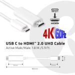 CLUB3D USB C auf HDMI™ 2.0 UHD Kabel Aktiv 1.8M