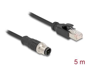 DELOCK M12 Kabel D-kodiert 4 Pin St. zu RJ45 St. PVC 5 m