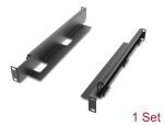DeLOCK 19″ Tragschiene längenverstellbar 368 - 600 mm für Netzwerkschrank 1 HE schwarz 2 Stück