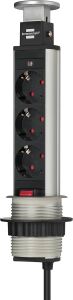 Brennenstuhl 1396200003 Verlängerungskabel 2 m 3 AC-Ausgänge Aluminium, Schwarz