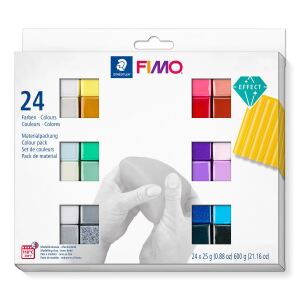 Staedtler FIMO 8013 C Modellierton 600 g Schwarz, Blau, Kupfer, Gold, Grün, Grau, Perleffekt, Pink, Violett, Rot, Rose, Silber, Weiß, Gelb 24 Stück(e)