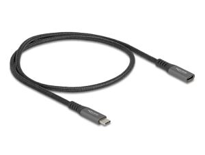 DeLOCK USB 10 Gbps Verlängerungskabel USB Type-C Stecker zu Buchse PD 3.0 100 W 0,5 m grau Metall