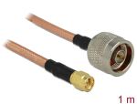 DELOCK HF Adapter N -> SMA 1m RG-142 low loss St/St