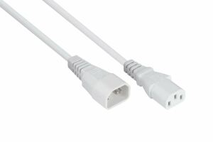 Kabelmeister Kaltgeräteverlängerung Kaltgeräte-Stecker C14 an Kaltgeräte-Buchse C13, weiß, 1,00mm², 3m