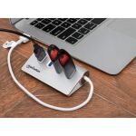 Manhattan 4-Port USB 3.0 Hub, Vier USB 3.0 Typ A-Ports, Aluminiumgehäuse, Stromversorgung über USB