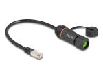 DeLOCK Kabel RJ45 Stecker zu RJ45 Buchse Cat.6A zum Einbau mit M20 Gewinde und Gehäuse IP68 staub- und wasserdicht 25 cm schwarz