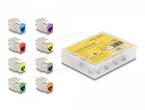 DeLOCK Keystone Modul RJ45 Buchse zu LSA Cat.6A werkzeugfrei farbig Set 8 Stück