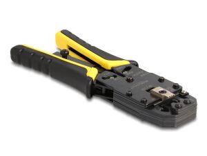 DeLOCK Universelle Crimpzange mit Abisolierer für 10P (RJ50), 8P (RJ45), 6P (RJ12/11), 6P DEC oder 4P Modular Stecker