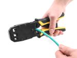 DeLOCK Universelle Crimpzange mit Abisolierer für 10P (RJ50), 8P (RJ45), 6P (RJ12/11), 6P DEC oder 4P Modular Stecker
