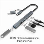 Inca IUTP-06TX Schnittstellen-Hub USB 3.2 Gen 1 (3.1 Gen 1) Type-A + Type-C 5000 Mbit/s Grau