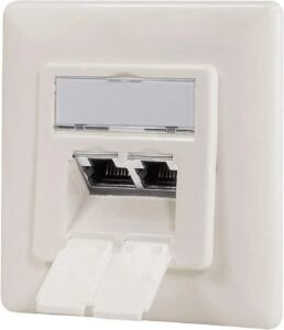 LogiLink NP0128 - Cat.6A Netzwerkdose UP 2x RJ45 geschirmt reinweiß